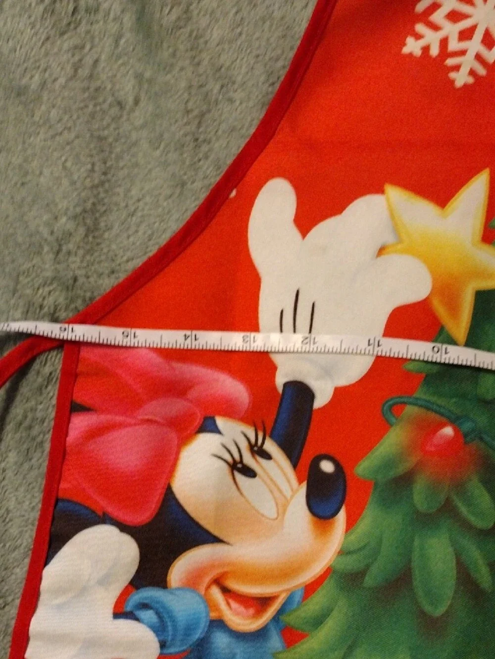 New Disney Kids' Red and Green Christmas Tree Apron with Mickey & Minnie
